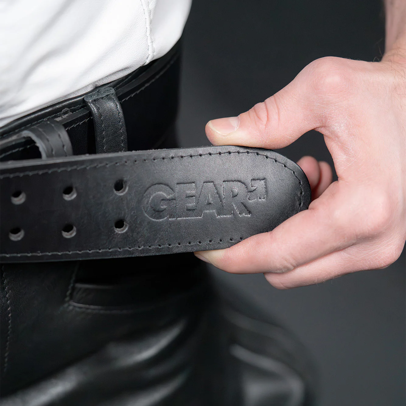 2" LEATHER OFFICER BELT BLK / BLK - Image 3