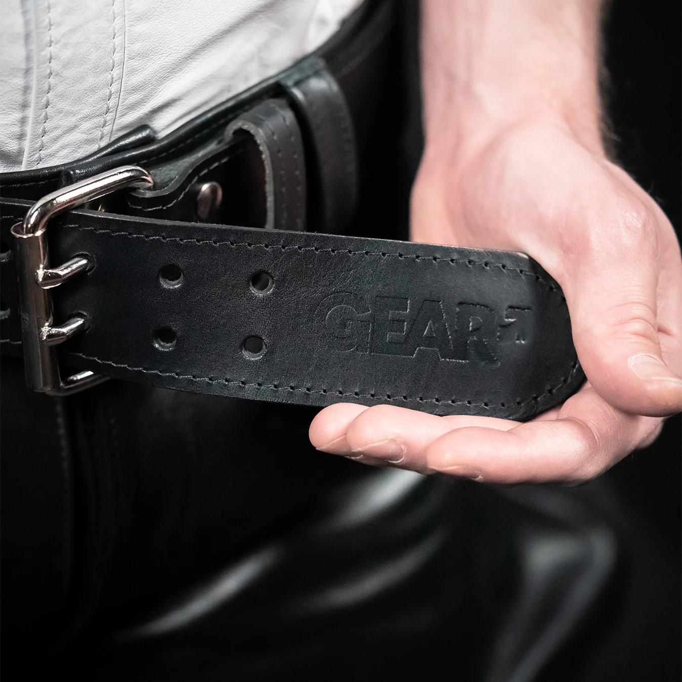2"LEATHER OFFICER BELT BLK / SLV - Image 3